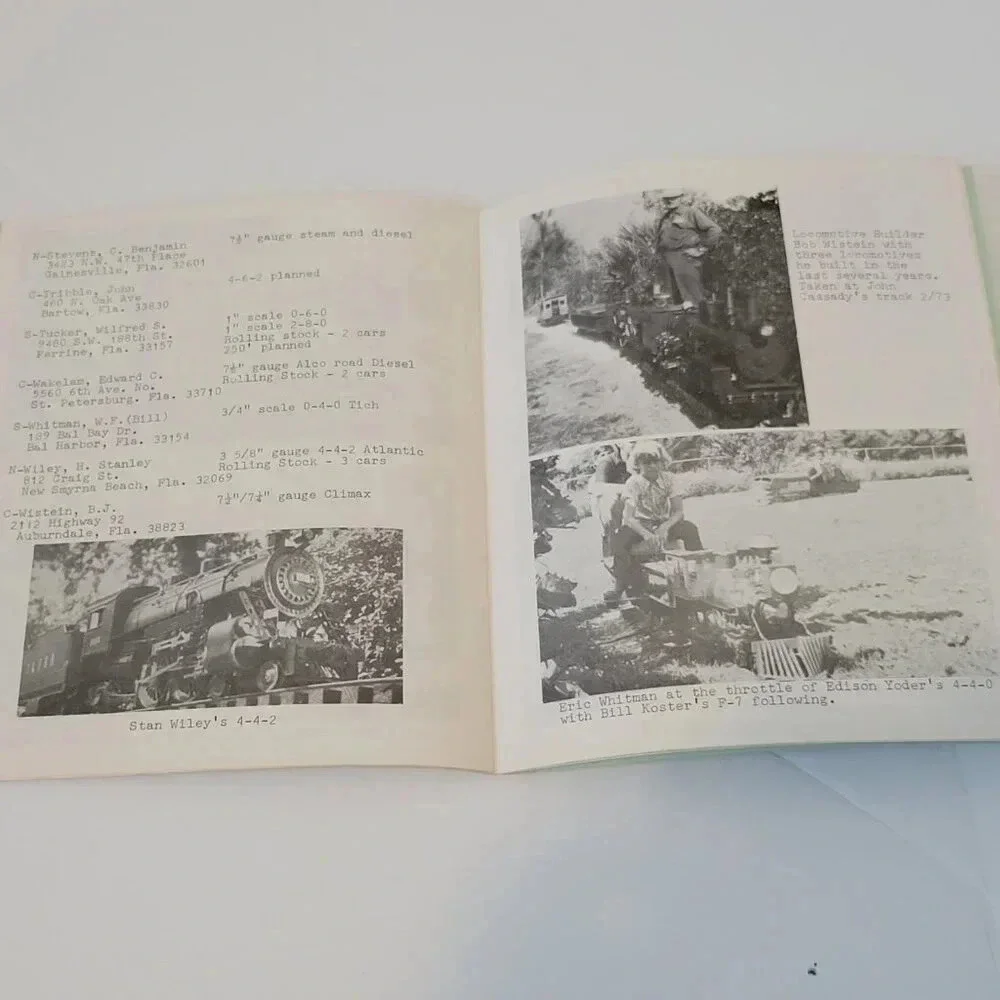 Florida Live Steamers 1974 Yearbook Miniature Railroad Vintage
